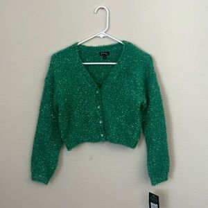 Art Class green sparkly cardigan. Size Large